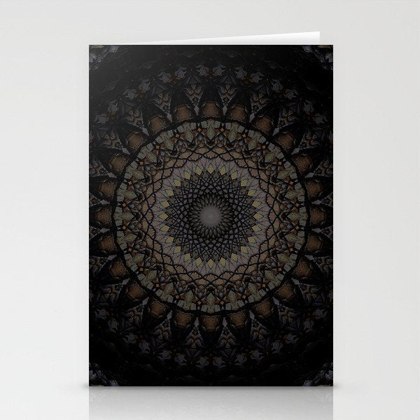 Digital mandala in dark brown tones Stationery Card Gallery Image 2