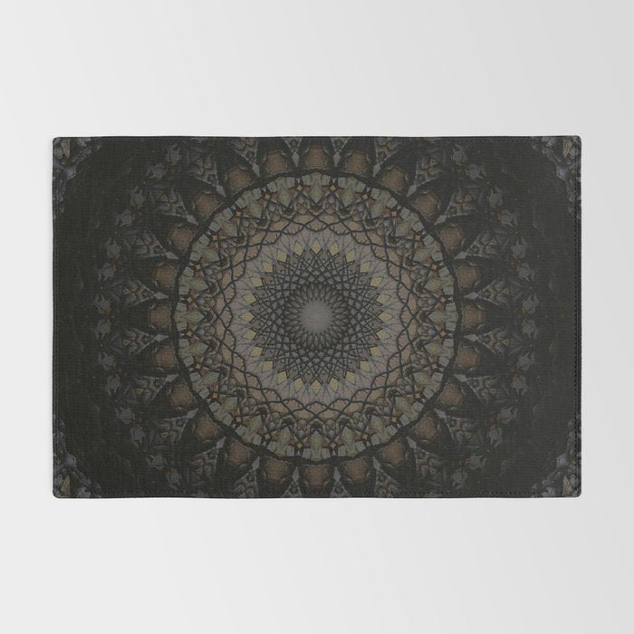 Digital mandala in dark brown tones Rug Gallery Image 2