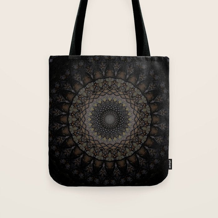 Digital mandala in dark brown tones Tote Bag Gallery Image 1