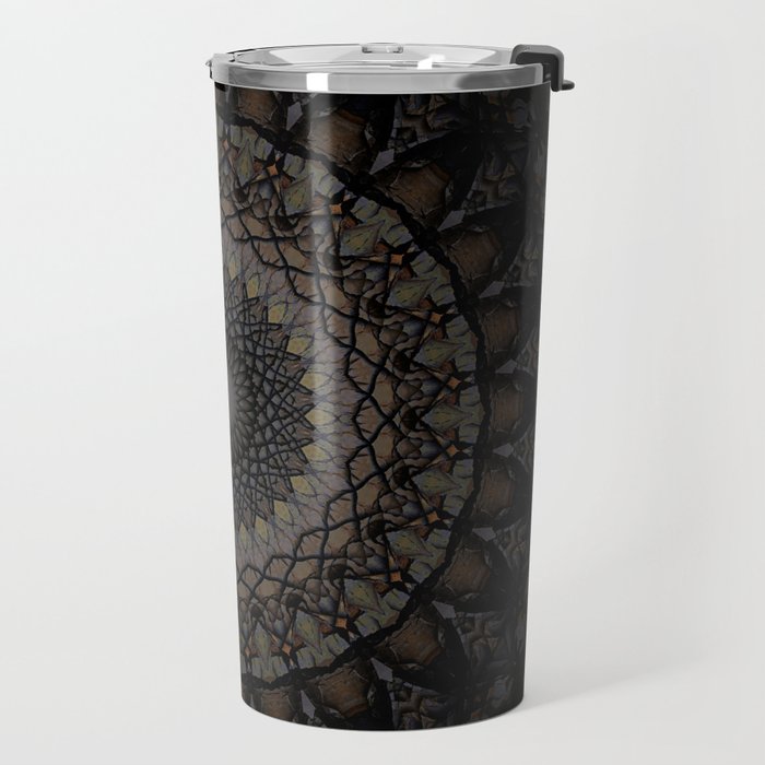 Digital mandala in dark brown tones Travel Mug Gallery Image 2