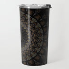 Digital mandala in dark brown tones Travel Mug Gallery Image 2