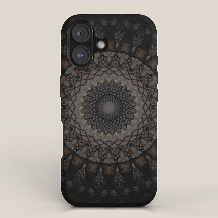 Digital mandala in dark brown tones iPhone Case Gallery Image 1