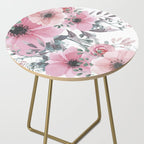 Floral Watercolor, Pink and Gray, Watercolor Print Side Table Gallery Image 2