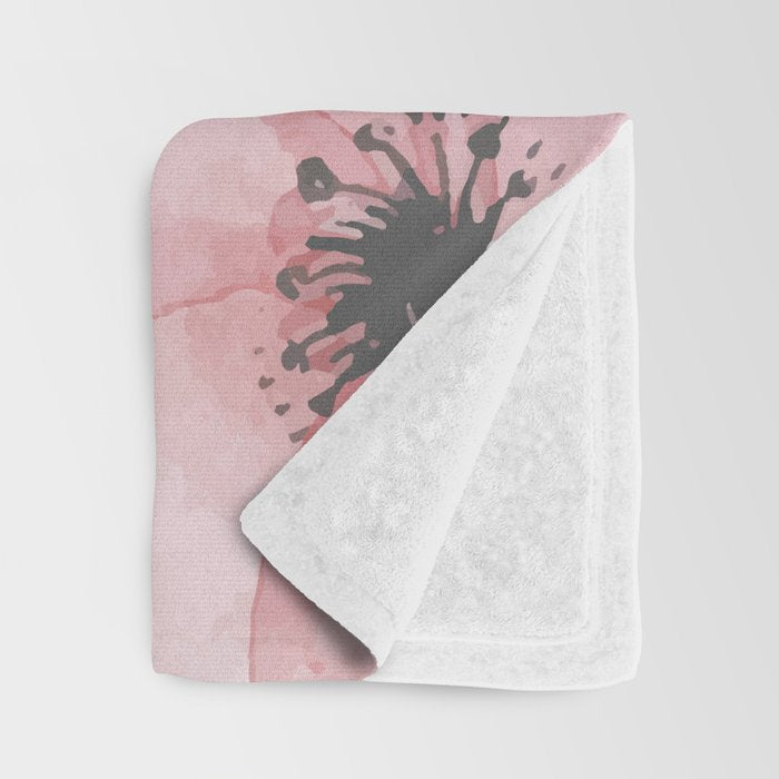 Floral Watercolor, Pink and Gray, Watercolor Print Throw Blanket Gallery Image 3
