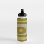 Mid-Century Modern Piquet Minimalist Abstract in Retro Olive Green Celadon Orange Water Bottle Gallery Image 3