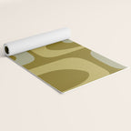 Mid-Century Modern Piquet Minimalist Abstract in Retro Olive Green Celadon Orange Yoga Mat Gallery Image 2