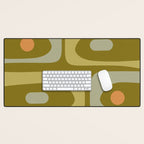 Mid-Century Modern Piquet Minimalist Abstract in Retro Olive Green Celadon Orange Desk Mat Gallery Image 1