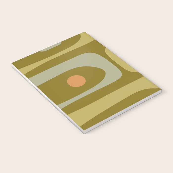 Mid-Century Modern Piquet Minimalist Abstract in Retro Olive Green Celadon Orange Notebook Gallery Image 3