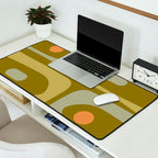 Mid-Century Modern Piquet Minimalist Abstract in Retro Olive Green Celadon Orange Desk Mat Gallery Image 2