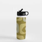 Mid-Century Modern Piquet Minimalist Abstract in Retro Olive Green Celadon Orange Water Bottle Gallery Image 1