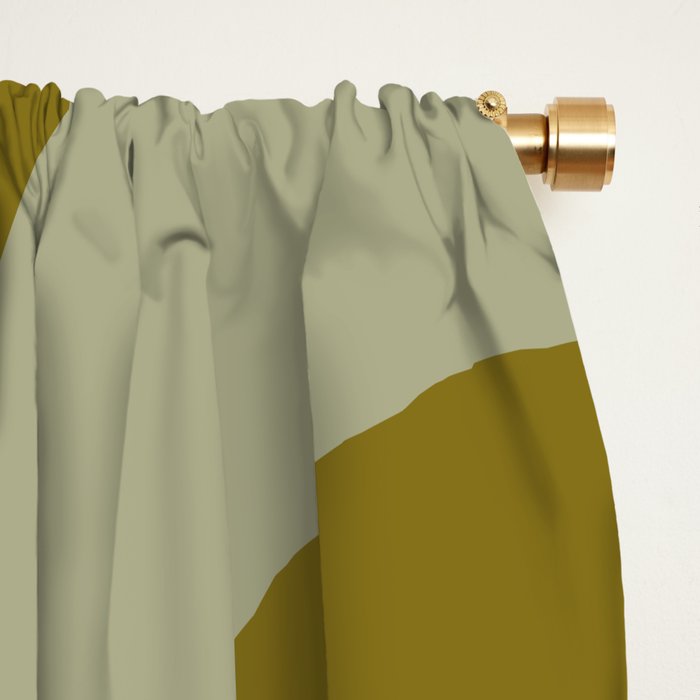Mid-Century Modern Piquet Minimalist Abstract in Retro Olive Green Celadon Orange Window Curtain Gallery Image 2