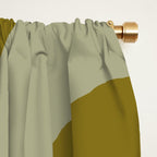 Mid-Century Modern Piquet Minimalist Abstract in Retro Olive Green Celadon Orange Window Curtain Gallery Image 2