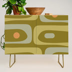 Mid-Century Modern Piquet Minimalist Abstract in Retro Olive Green Celadon Orange Credenza Gallery Image 1