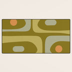 Mid-Century Modern Piquet Minimalist Abstract in Retro Olive Green Celadon Orange Desk Mat Gallery Image 3
