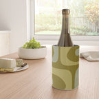 Mid-Century Modern Piquet Minimalist Abstract in Retro Olive Green Celadon Orange Wine Chiller Gallery Image 4