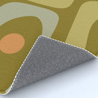 Mid-Century Modern Piquet Minimalist Abstract in Retro Olive Green Celadon Orange Rug Gallery Image 4