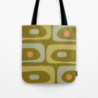 Mid-Century Modern Piquet Minimalist Abstract in Retro Olive Green Celadon Orange Tote Bag Gallery Image 1