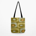 Mid-Century Modern Piquet Minimalist Abstract in Retro Olive Green Celadon Orange Tote Bag Gallery Image 2