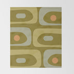 Mid-Century Modern Piquet Minimalist Abstract in Retro Olive Green Celadon Orange Throw Blanket Gallery Image 2