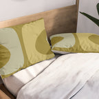 Mid-Century Modern Piquet Minimalist Abstract in Retro Olive Green Celadon Orange Pillow Sham Gallery Image 2