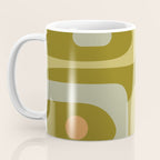 Mid-Century Modern Piquet Minimalist Abstract in Retro Olive Green Celadon Orange Coffee Mug Gallery Image 3