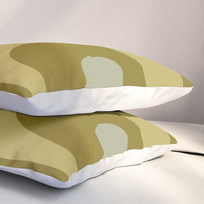 Mid-Century Modern Piquet Minimalist Abstract in Retro Olive Green Celadon Orange Pillow Sham Gallery Image 3