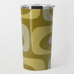 Mid-Century Modern Piquet Minimalist Abstract in Retro Olive Green Celadon Orange Travel Mug Gallery Image 1