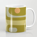 Mid-Century Modern Piquet Minimalist Abstract in Retro Olive Green Celadon Orange Coffee Mug Gallery Image 1