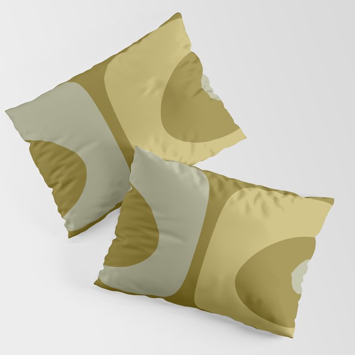 Mid-Century Modern Piquet Minimalist Abstract in Retro Olive Green Celadon Orange Pillow Sham Gallery Image 1