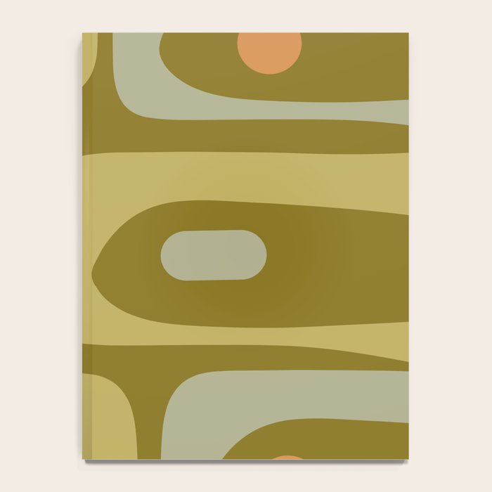 Mid-Century Modern Piquet Minimalist Abstract in Retro Olive Green Celadon Orange Notebook Gallery Image 4