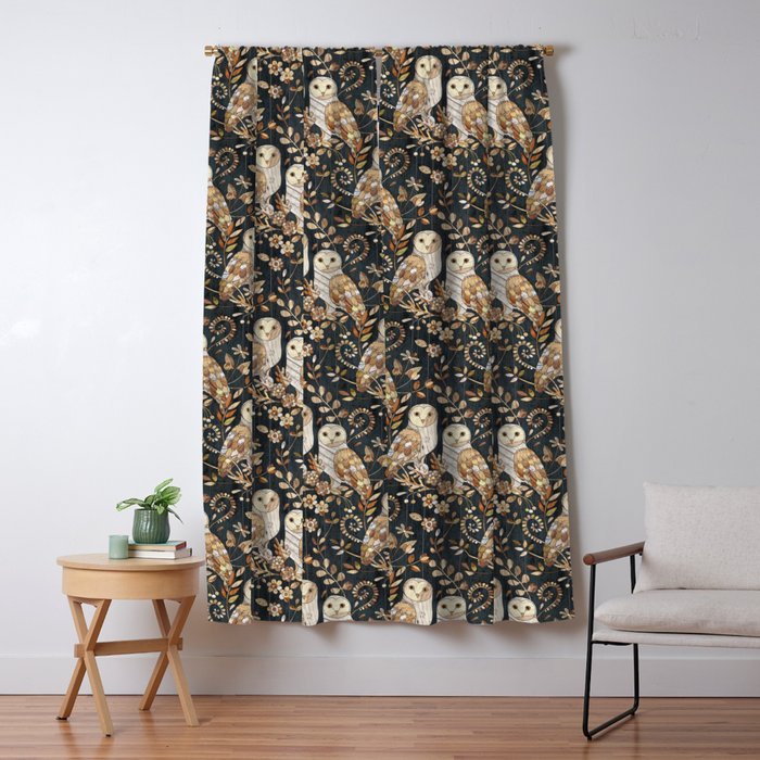 Wooden Wonderland Barn Owl Collage Window Curtain Gallery Image 1