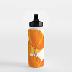 Orange and Yellow Poppies On A White Background #decor #society6 #buyart Water Bottle Gallery Image 2