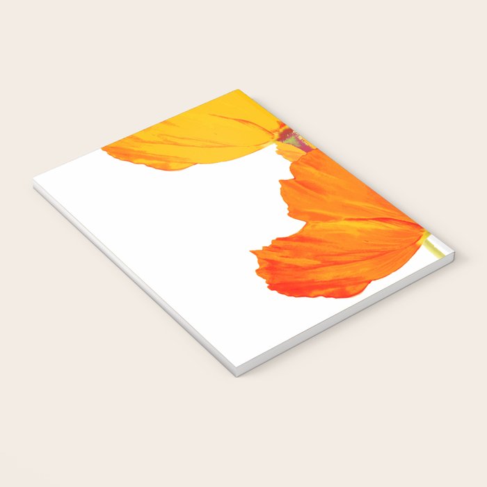 Orange and Yellow Poppies On A White Background #decor #society6 #buyart Notebook Gallery Image 3