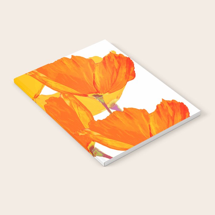 Orange and Yellow Poppies On A White Background #decor #society6 #buyart Notebook Gallery Image 1