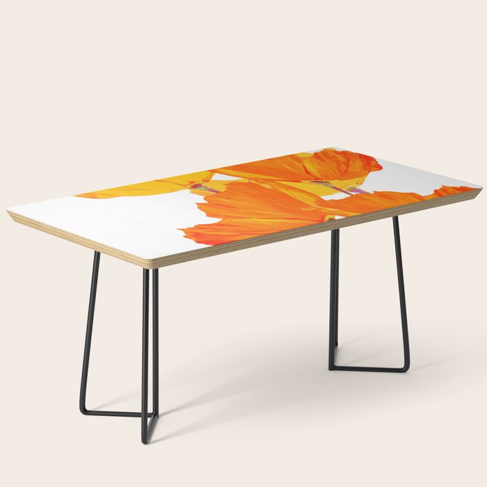 Orange and Yellow Poppies On A White Background #decor #society6 #buyart Coffee Table Gallery Image 1
