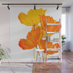 Orange and Yellow Poppies On A White Background #decor #society6 #buyart Wall Mural Gallery Image 1
