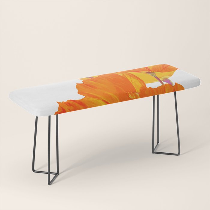 Orange and Yellow Poppies On A White Background #decor #society6 #buyart Bench Gallery Image 1