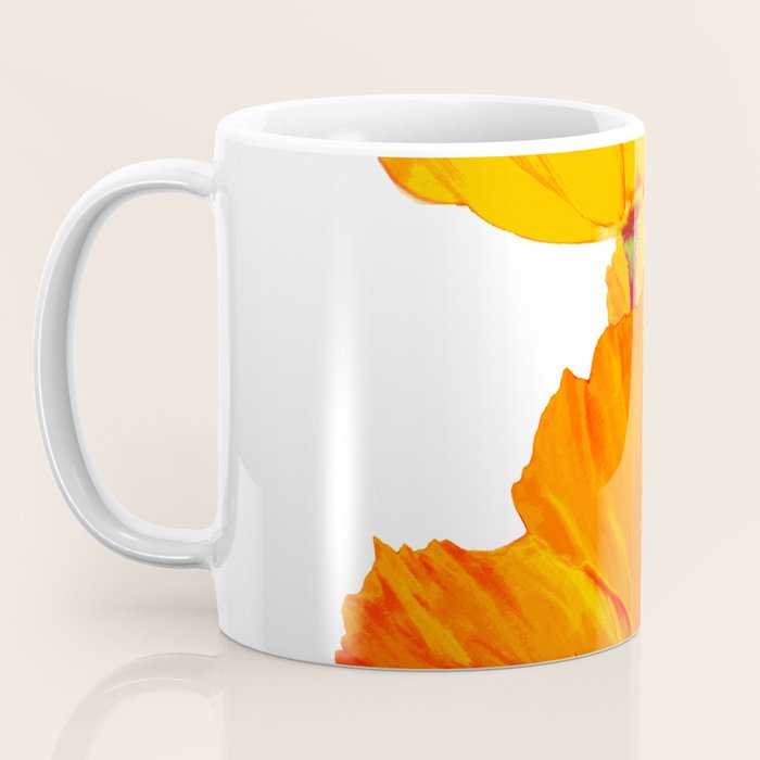 Orange and Yellow Poppies On A White Background #decor #society6 #buyart Coffee Mug Gallery Image 3