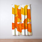 Orange and Yellow Poppies On A White Background #decor #society6 #buyart Window Curtain Gallery Image 3