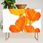 Orange and Yellow Poppies On A White Background #decor #society6 #buyart Credenza Gallery Image 1