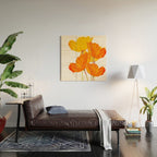 Orange and Yellow Poppies On A White Background #decor #society6 #buyart Wood Wall Art Gallery Image 2
