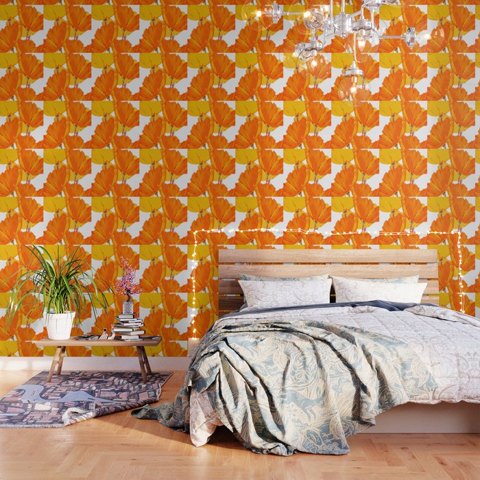 Orange and Yellow Poppies On A White Background #decor #society6 #buyart Wallpaper Gallery Image 1