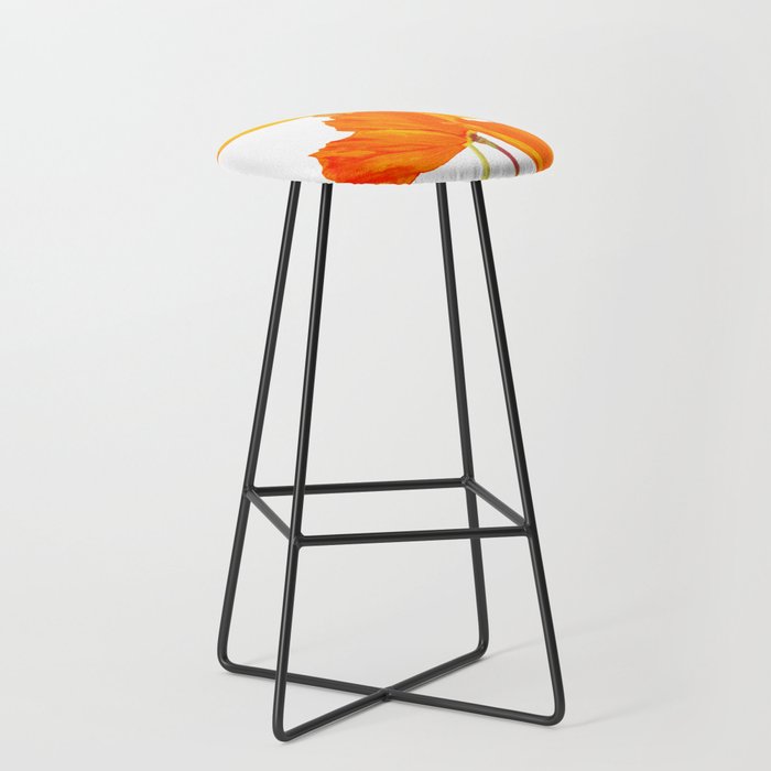 Orange and Yellow Poppies On A White Background #decor #society6 #buyart Stool Gallery Image 1