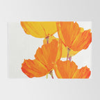 Orange and Yellow Poppies On A White Background #decor #society6 #buyart Rug Gallery Image 2