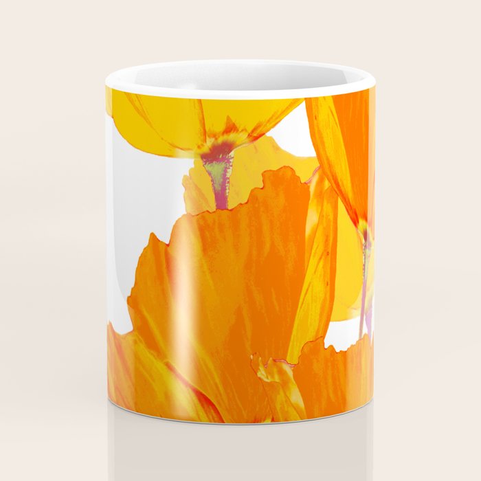 Orange and Yellow Poppies On A White Background #decor #society6 #buyart Coffee Mug Gallery Image 4