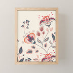 Indian Floral Trail - Ivory Coral Navy Mini Art Print Gallery Image 1