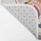 Indian Floral Trail - Ivory Coral Navy Bath Mat Gallery Image 2