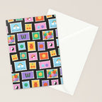 Retro funny cartoon postage stamp sticker pattern Stationery Card Gallery Image 2