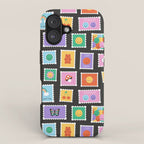 Retro funny cartoon postage stamp sticker pattern iPhone Case Gallery Image 1