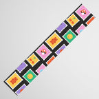 Retro funny cartoon postage stamp sticker pattern Table Runner Gallery Image 3